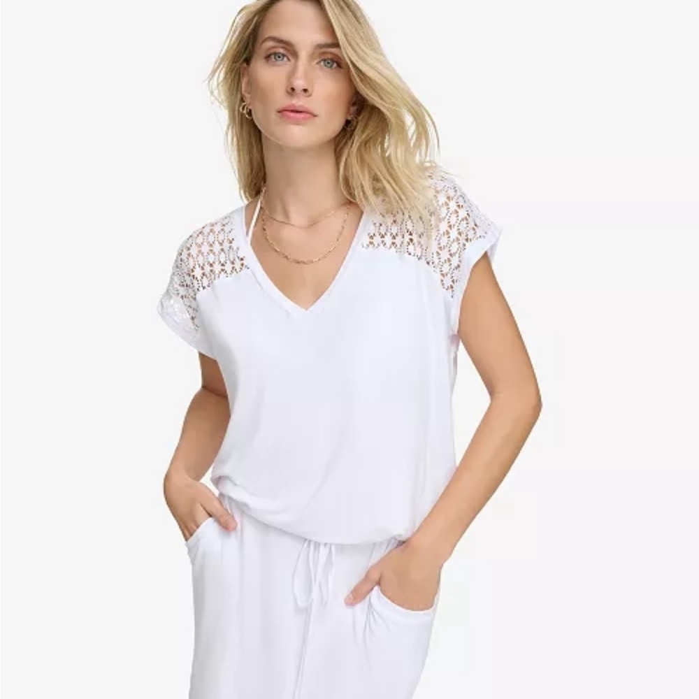 NWT Calvin Klein Crochet-Shoulder Tunic Swim Cover Up Small/Medium Size